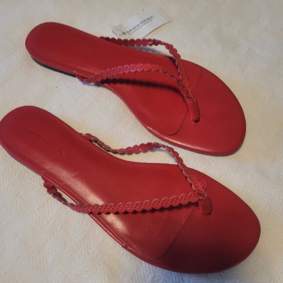 Women's Banana Republic red leather thong flip flops size 10.5 new with tag - Picture 4 of 6